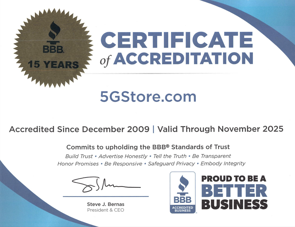 5Gstore 15 Years A+ with BBB