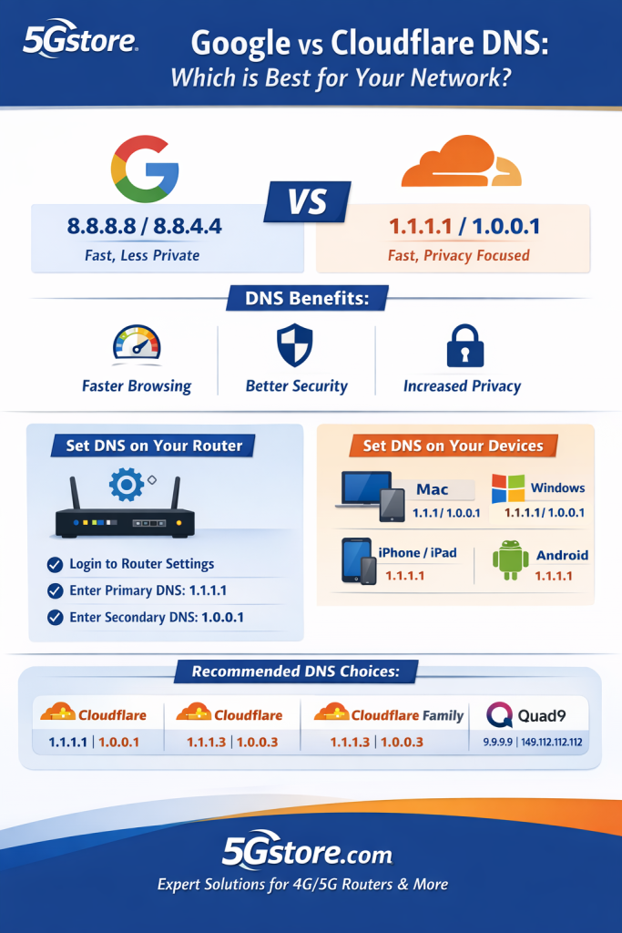 DNS Google vs Cloudfare