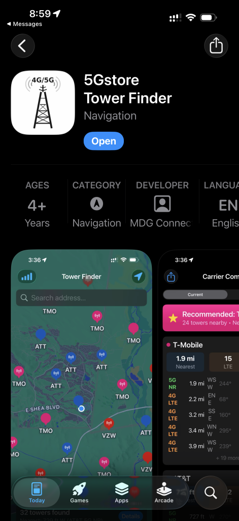 Tower Finder App Store