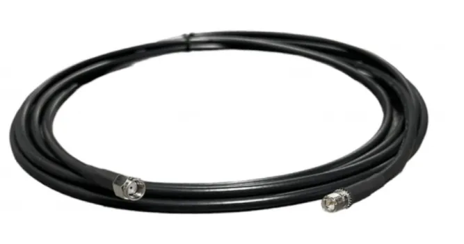 15 Foot Low Loss Cable (LMR240 Equivalent) (RP-SMA/Female & RP-SMA/Male Connectors) - Black - 